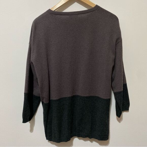 Brunello Cucinelli 100% Cashmere Colorblock 3/4 Sleeve Cardigan - Picture 2 of 9